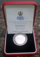 Guernsey Golden Wedding 1997 One Pound Silver Proof In Box - Guernsey