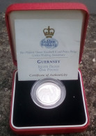 Guernsey Golden Wedding 1997 One Pound Silver Proof In Box - Guernesey