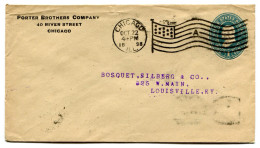 RC 25385 ETATS UNIS USA 1898 ENTIER POSTAL DE CHICAGO FLAG CANCEL LETTRE "A" POUR LOUISVILLE - ...-1900
