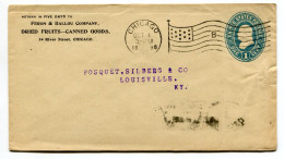 RC 25386 ETATS UNIS USA 1898 ENTIER POSTAL DE CHICAGO FLAG CANCEL LETTRE "B" POUR LOUISVILLE - ...-1900