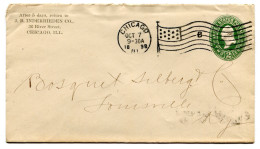 RC 25387 ETATS UNIS USA 1898 ENTIER POSTAL DE CHICAGO FLAG CANCEL LETTRE "B" POUR LOUISVILLE - ...-1900