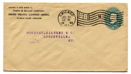 RC 25393 ETATS UNIS USA 1898 ENTIER POSTAL DE CHICAGO FLAG CANCEL LETTRE "N" POUR LOUISVILLE - ...-1900