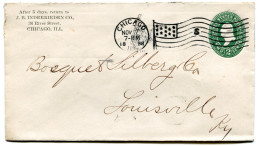 RC 25394 ETATS UNIS USA 1898 ENTIER POSTAL DE CHICAGO FLAG CANCEL LETTRE "S" POUR LOUISVILLE - ...-1900