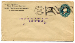 RC 25396 ETATS UNIS USA 1898 ENTIER POSTAL DE CHICAGO FLAG CANCEL LETTRE "U" POUR LOUISVILLE - ...-1900