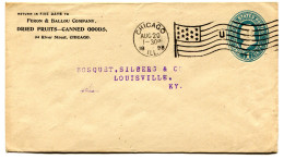 RC 25397 ETATS UNIS USA 1898 ENTIER POSTAL DE CHICAGO FLAG CANCEL LETTRE "U" POUR LOUISVILLE - ...-1900