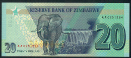 ZIMBABWE P124 20 DOLLARS 2020 #AA      UNC. - Simbabwe