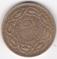 Protectorat Français. 5 Francs 1946 - AH 1365. Bronze -Aluminium, Lec# 312 - Tunisie