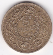 Protectorat Français. 5 Francs 1946 - AH 1365. Bronze -Aluminium, Lec# 312 - Tunisia