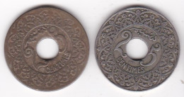 Maroc 25 Centimes AH 1339 Sans Difference Et 25 Centimes 1942 Poissy , En Cupronickel, Lec# 202 Et 203 - Maroc