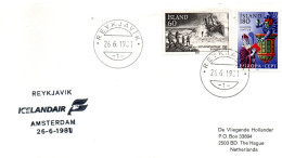 Reykjavik Amsterdam 1981 - Icelandair  - 1er Vol Flight Erstflug - - Storia Postale
