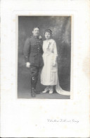 Photo Cartonnée Gabriel Elig (en Militaire) Avec Sa Femme - Photographe Chrétien-Vittenet à Gray - Persone Identificate