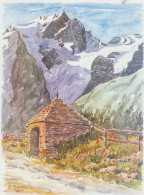 Photo D'Aquarelle ( Oratoire Dans Les Alpes De J  SUAIN )...Dimensions Cartonné De 30cm X 24cm - Watercolours