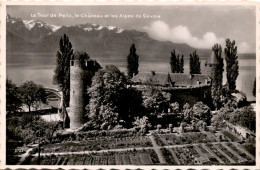 La Tour De Peilz, Le Chateau Et Les Alpes De Savoie (9753) - La Tour-de-Peilz