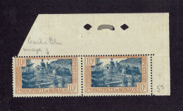 MONACO - VARIETE - N° 87 PAIRE COIN DE FEUILLE XX MNH TTB - 1 TP VARIETE NUAGE BLEU - Errors And Oddities