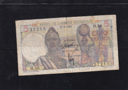 AOF French West Africa 5 Fr 1943 Fine See Scan - Other - Africa