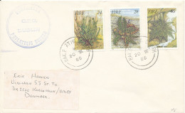 Ireland Cover Sent To Denmark 20-3-1986 Complete Set Of 3 Flora - Lettres & Documents