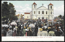 Postal S. Tomé E Principe - S. Thomé - Sua Alteza Real Saindo Da Igreja Depois Do Te Deum - CPA Anime Etnic - Sao Tomé E Principe