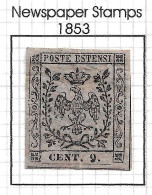 MODENA Newspaper Tax Stamp 1853 Type II - Yv.2 (Mi.2, Sc.PR2) MNG - Modena