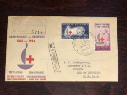 SOUTH AFRICA FDC REGISTERED LETTER TO USSR 1963 YEAR  100-A. RED CROSS HEALTH MEDICINE - FDC
