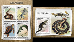 Centrafrica 2022, Animals, Reptiles, Snakes, Lizard, 4val In BF+BF - Serpents