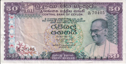 BILLETE DE CEYLAN DE 50 RUPEES DEL AÑO 1974 (BANKNOTE) - Sri Lanka