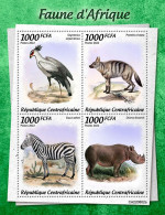 Centrafrica 2022, Animals Of Africa, Eagles, Zebra, Rhino, 4val In BF - Rhinocéros