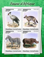 Centrafrica 2022, Animals Of Africa, Eagles, Zebra, Rhino, 4val In BF - Rhinoceros