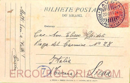 Ad6128 - BRAZIL - POSTAL HISTORY - POSTCARD To ITALY Aboard PIROSCAFO "SAVOIA" 1906 - Briefe U. Dokumente