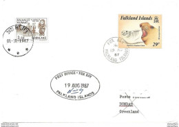 250 - 28 - Enveloppe Envoyée De Fox Bay Au Groenland - Double Affranchissement 1987 - Falkland Islands
