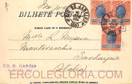 Ad6130 - BRAZIL - POSTAL HISTORY - POSTCARD To ITALY - Nice Franking 1904 - Cartas & Documentos