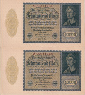 PAREJA CORRELATIVA DE ALEMANIA DE 10000 MARK DEL AÑO 1922 SIN CIRCULAR (UNC) (BANKNOTE) - 10000 Mark