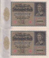 PAREJA CORRELATIVA DE ALEMANIA DE 10000 MARK DEL AÑO 1922 EN CALIDAD EBC (XF) (BANKNOTE) - 10.000 Mark