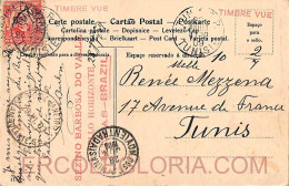 Ad6131 - BRAZIL - POSTAL HISTORY - POSTCARD To TUNIS Tunisia 1909 - Briefe U. Dokumente