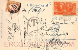 Ad6133 - BRAZIL - POSTAL HISTORY - POSTCARD To ITALY - Null Franking TAXED 1920 - Covers & Documents