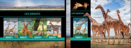 Djibouti 2022, Animals, Giraffes, 4val In BF+BF - Giraffe