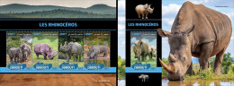 Djibouti 2022, Animals, Rhino, 4val In BF+BF - Rhinoceros