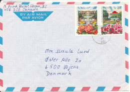Canada Air Mail Cover Sent To Denmark 1991 Topic Stamps Flowers - Aéreo