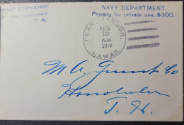 O) 1916 HAWAII, NAVY DEPARTMENT STEMPEL PEARL HARBOUR, PENALTY FOR PRIVATE, CIRCULATED XF - Hawai