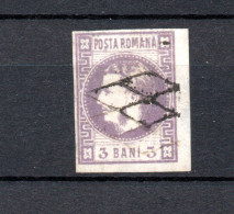 Romania 1868 Old 3 Bani Karl I Stamp (Michel 18) Nice Used - 1858-1880 Moldavie & Principauté