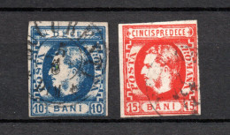 Romania 1869 Old 10/15 Bani Karl I Stamp (Michel 22/23) Nice Used - 1858-1880 Moldavia & Principality