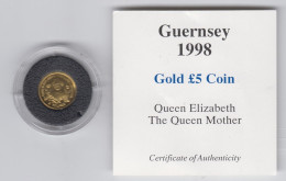 Guernsey 1998 £5 The Queen Mother Gold Coin - Guernesey