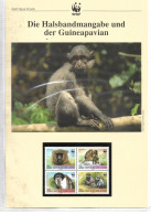 1123j: Guinea 2000, WWF- Ausgabe Halsbandmangabe & Guineapavian, 4- Teilige Serie **/ FDC/ Maximumkarten (3 Scans) - Monkeys