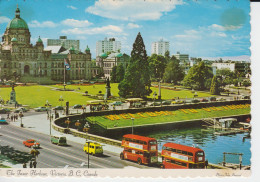 The Inner Harbor Victoria Colombie Britannique Canada Parliament Building Horse-drawn Red Double-decker Volks Van Animat - Cartoline Moderne