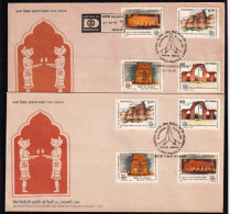 INDIA-1987-HERITAGE MONUMENTS- SET OF FDCs -CANCELLED IN INDIA AND DENMARK- ERROR- COLOR VARIETIES-BX4-17 - Varietà & Curiosità