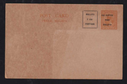 Japan Occupation Malaysia 1942 Mint Overprint Postcard Stationery Malaya Perak - Japanese Occupation