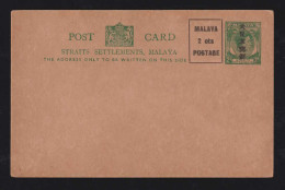 Japan Occupation Malaysia 1942 Mint Overprint Postcard Stationery Malaya Straits Settlement - Japanese Occupation