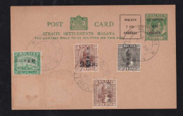 Japan Occupation Malaysia 1943 Overprint Postcard Stationery Malaya Straits Settlement Uprated - Japanese Occupation