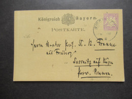 AD Bayern 1880 Ganzsache 5 Pfennig Stempel Kissingen Nach Sassnitz Auf Rügen Prov. Pommern - Entiers Postaux