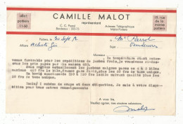 Lettre Sur En Tête CAMILLE MALOT Représentant Maison GEO, 86, POITIERS, 1952, Frais Fr 1.55 E - 1950 - ...