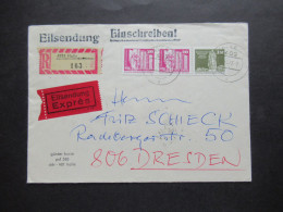 1977 Aufbau Der DDR MiF Eilsendung Einschreiben 4034 Halle Nach Dresden / Bahnpost Leipzig - Riesa - Dresden Zug 00979 - Brieven En Documenten